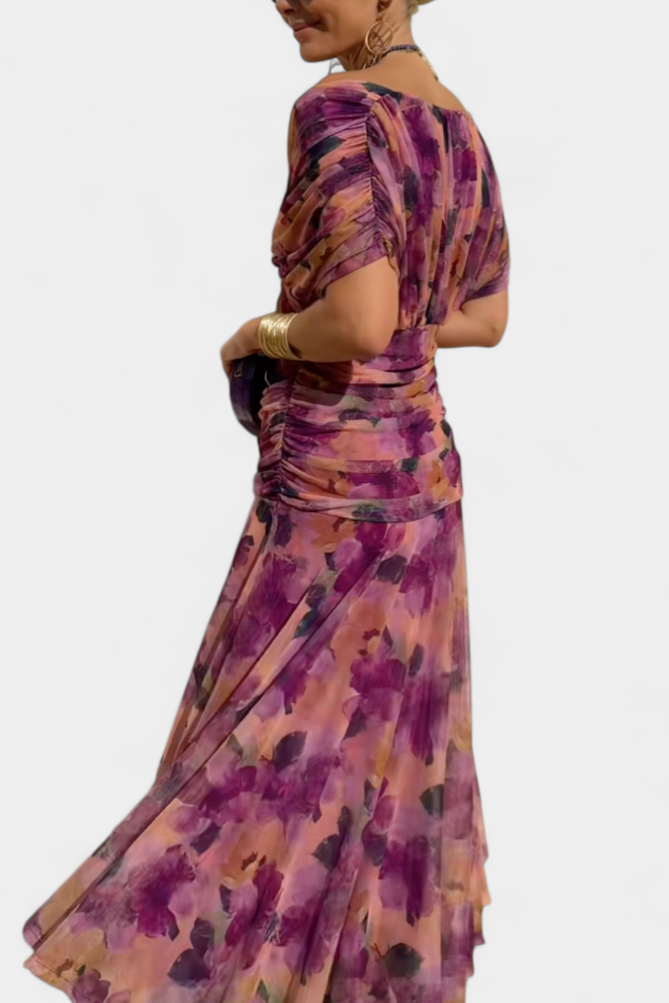 Classic V-Neck Long Dress with Elegant Flow