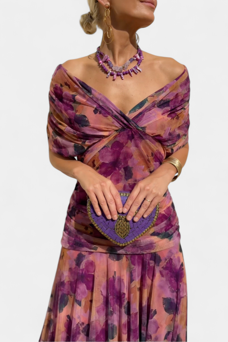 Classic V-Neck Long Dress with Elegant Flow