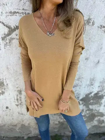 Sasha - Cozy V-Neck Knitted Tunic for Effortless Style