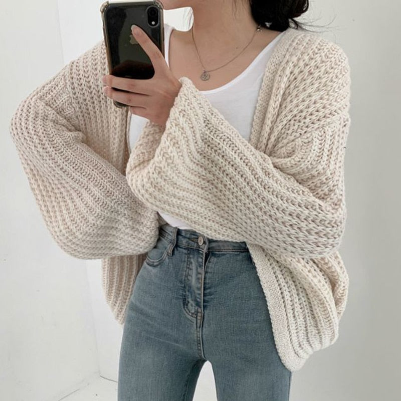 Daisy Women's Cozy Oversized Knit Sweater with Open Front – Perfect Casual Chic
