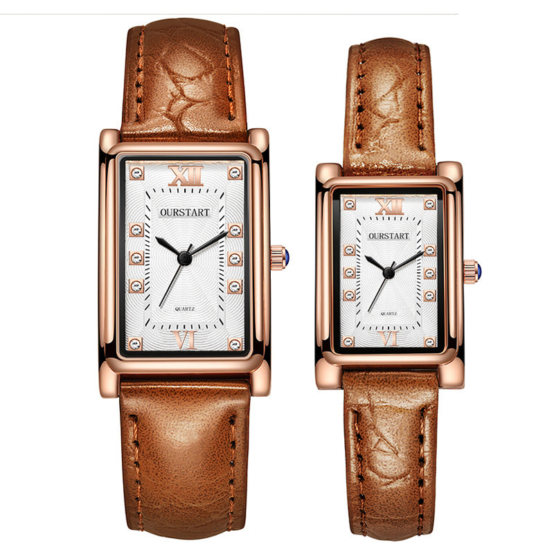 Elegant Leather Wristband Couple Watch for Stylish Moments
