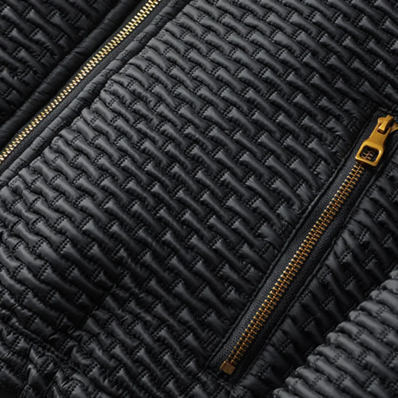 Elegant and Comfortable Black Micro-Quilt Jacket