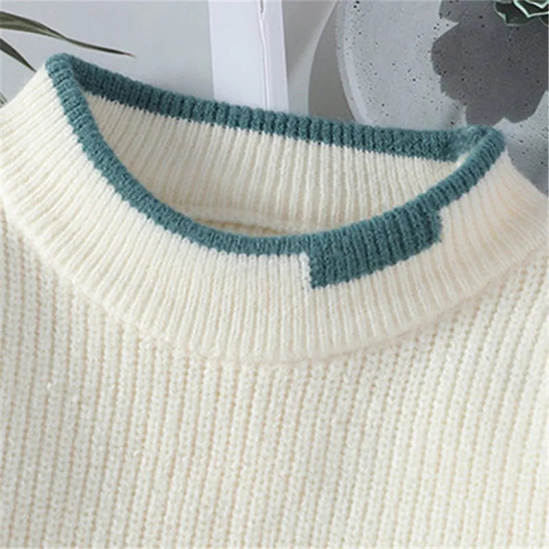 Comfortable and Stylish Patchwork Knitted Pull