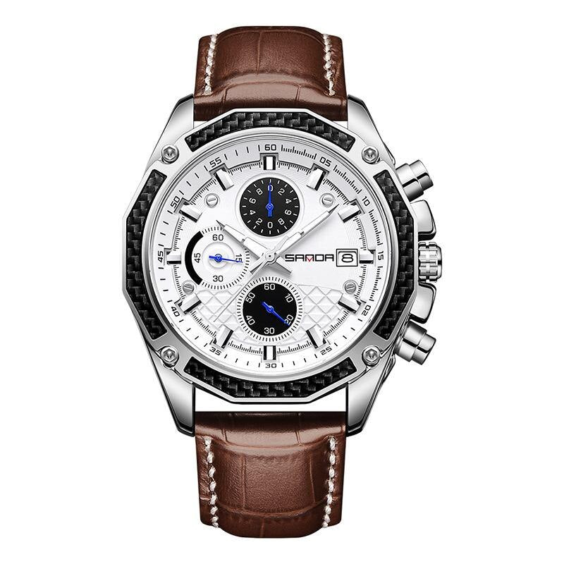 Quartz chronograph watch for car racing