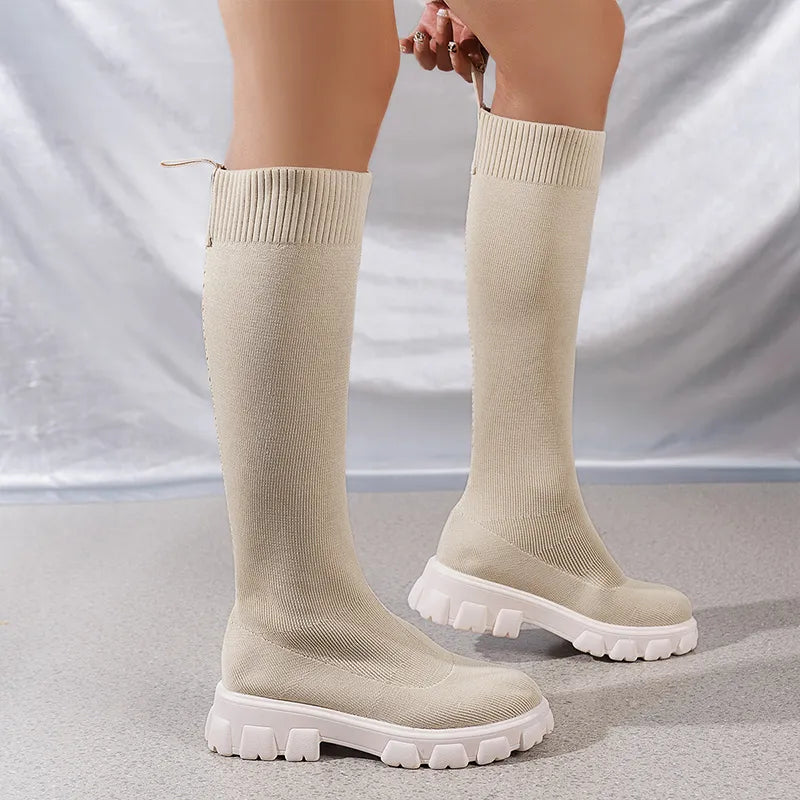 Women's Cozy Knit Knee-High Sock Boots