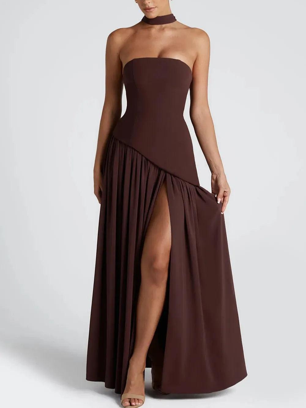 Elegant Maliyah Maxi Dress in alluring Cherry Lacquer design