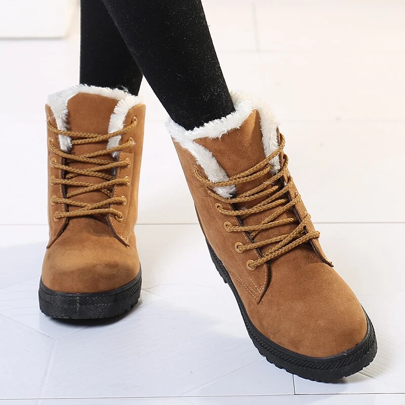 Elegant Leather-Lined Ankle Boots for Women – Cozy and Warm for Winter