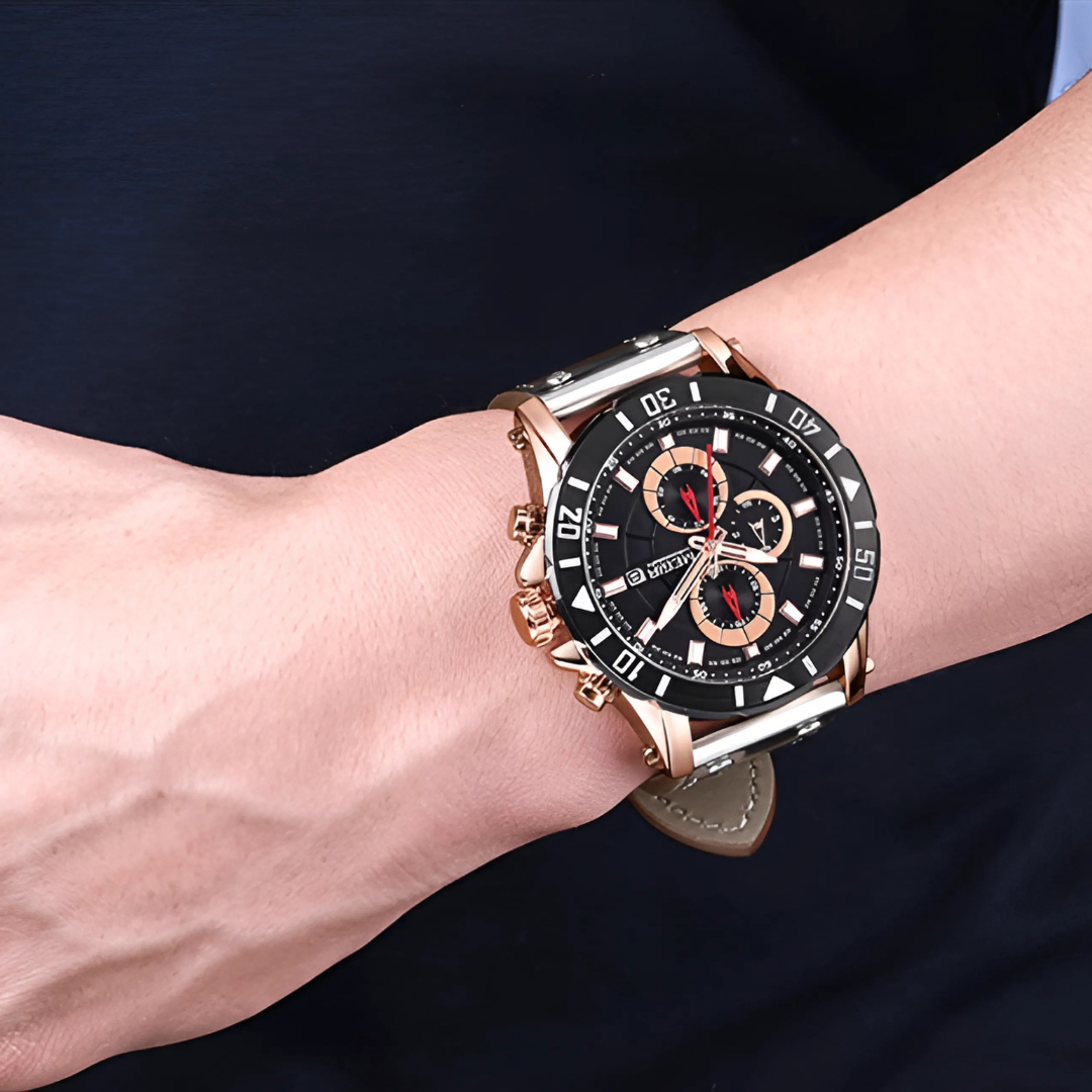 Elegant Leather Strap Quartz Watch