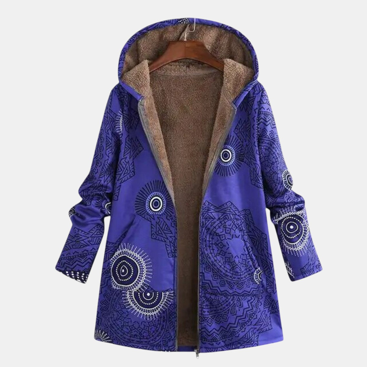 Luna Midnight Blue Mandala Fleece Hoodie – Cozy, Boho-Chic Style