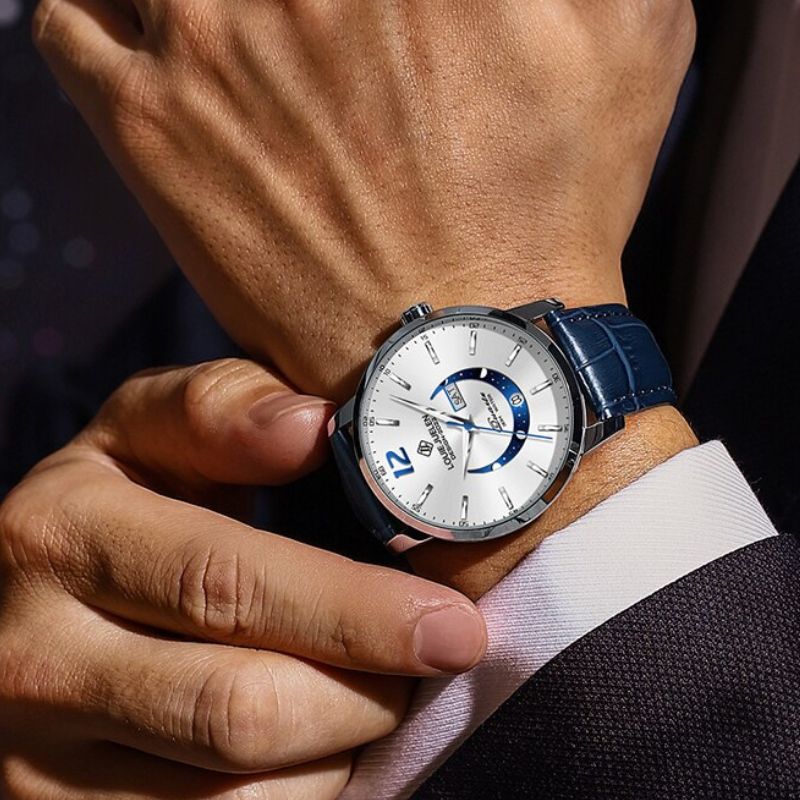 Elegant watch with luminous moon phase