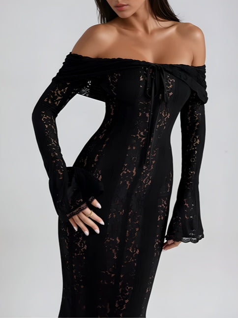Elegant Lace Off-Shoulder Maxi Dress for Chic Occasions