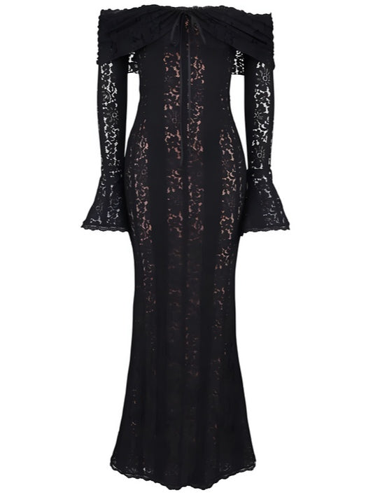 Elegant Lace Off-Shoulder Maxi Dress for Chic Occasions