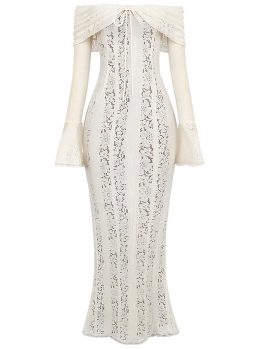 Elegant Lace Off-Shoulder Maxi Dress for Chic Occasions