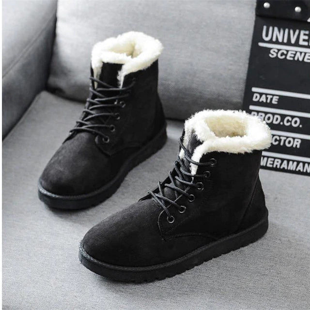 Chic Lace-Up Snow Boots for Women with Criss-Cross Straps