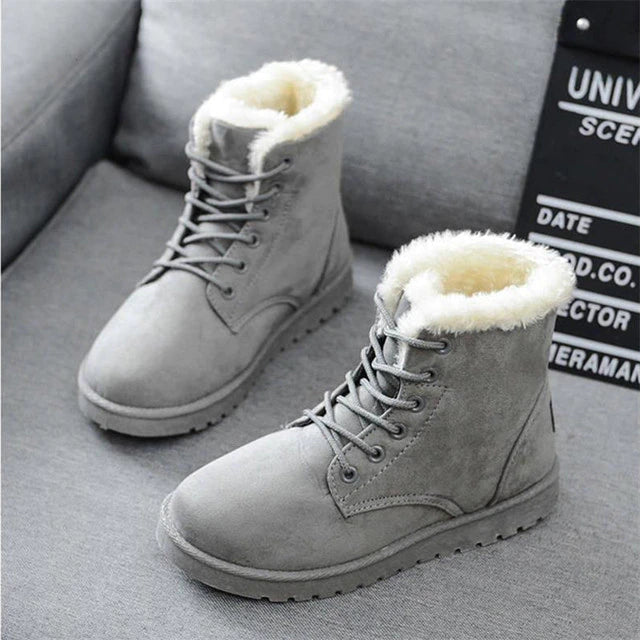 Women's Fur-Lined Lace-Up Winter Boots