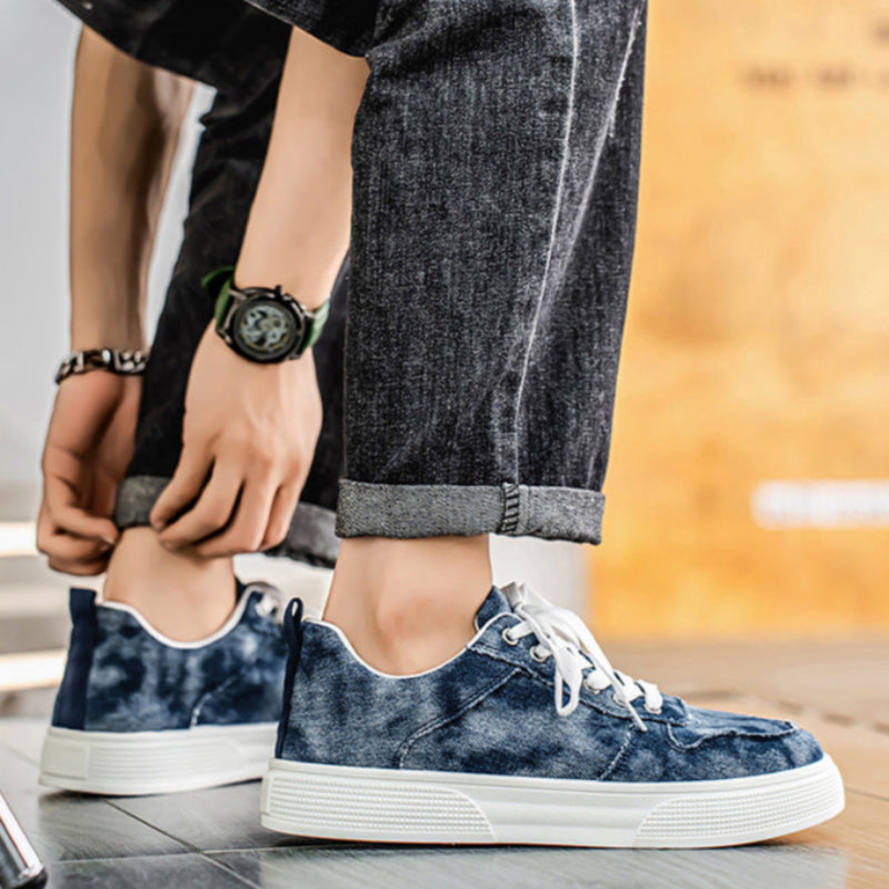 Men's Washed Denim Sneakers – Rugged Style and All-Day Comfort
