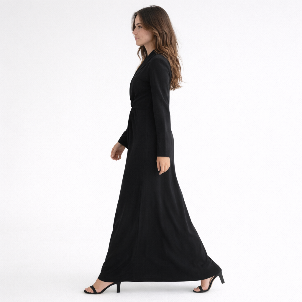 Women’s Long Sleeve Slim Fit Deep V-Neck Maxi Dress