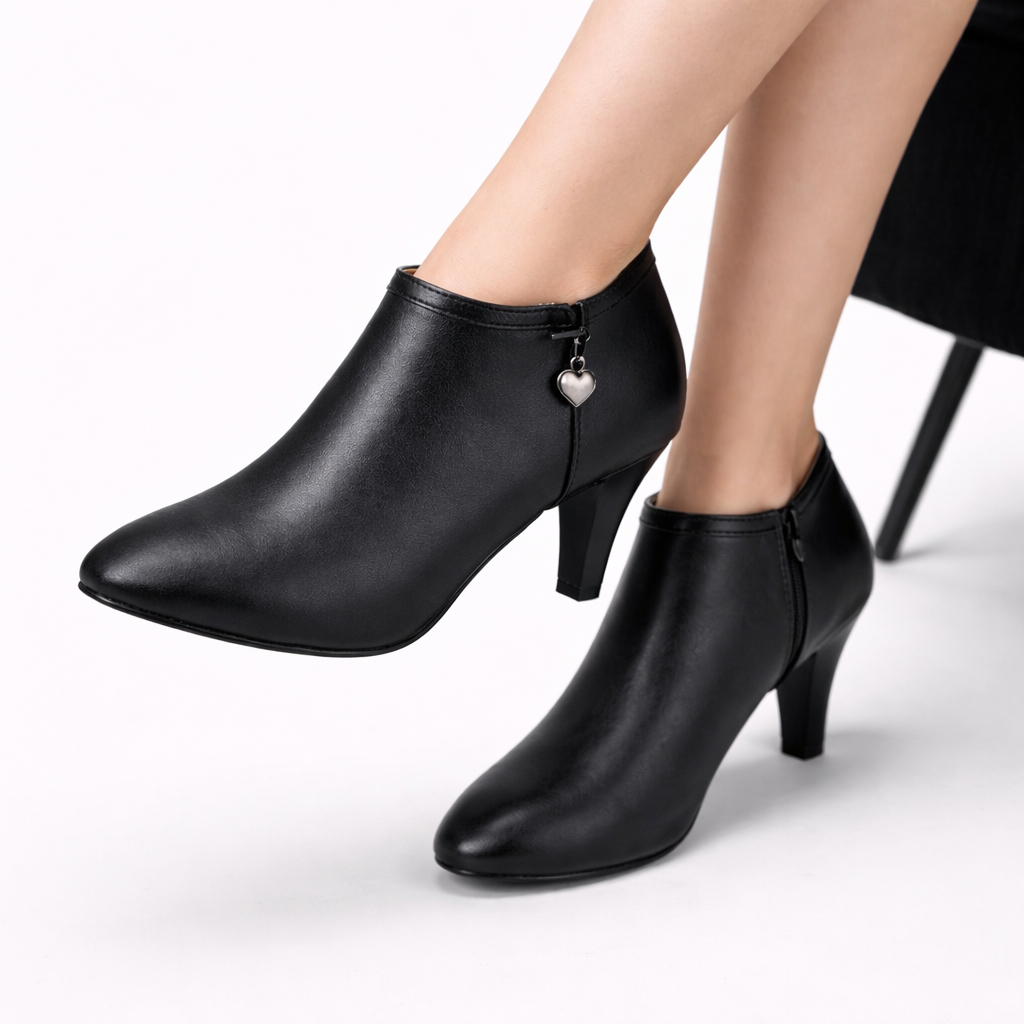 Anastasiah | Women’s Pointed Toe Ankle Boots – Synthetic Leather, Mid Hee