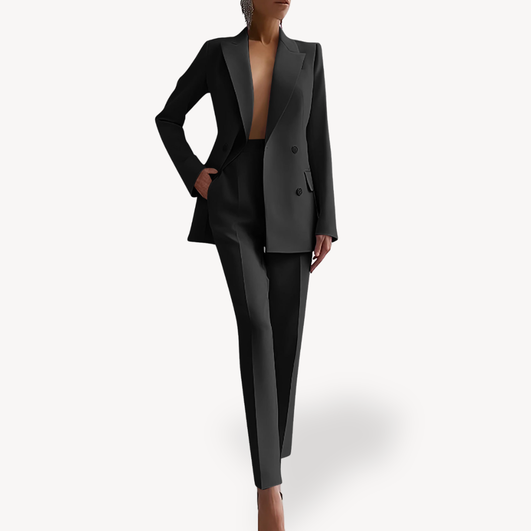 Fiona | Elegant Women's Tailored Suit Set with Sleek Long Blazer for a Sophisticated Look