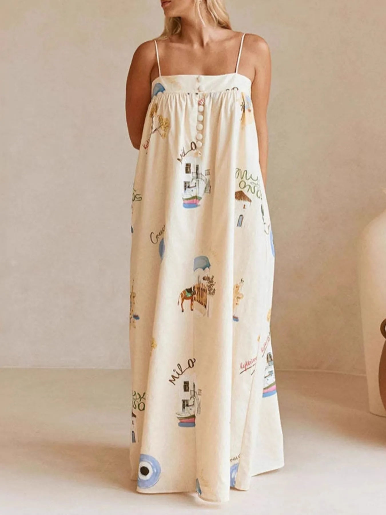 Elegant Strapless Square Neck Printed Maxi Dress for a Chic and Comfortable Look