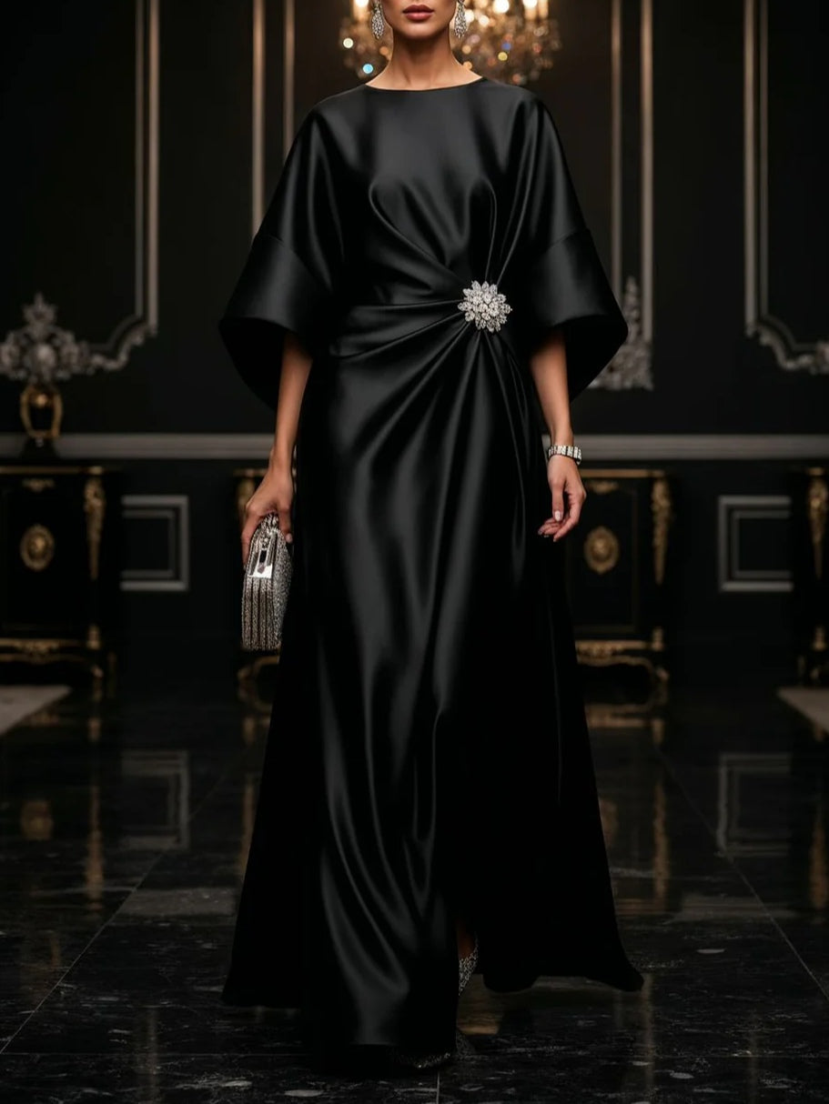 Elegant Black Luxe Satin Maxi Dress for a Stunning Look