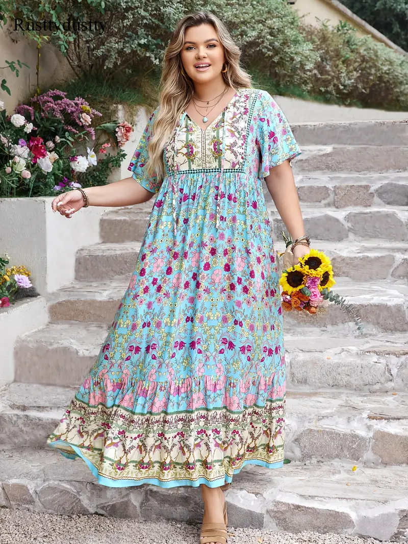 Boho Floral Maxi Dress – Flowy, Flattering Plus-Size Style