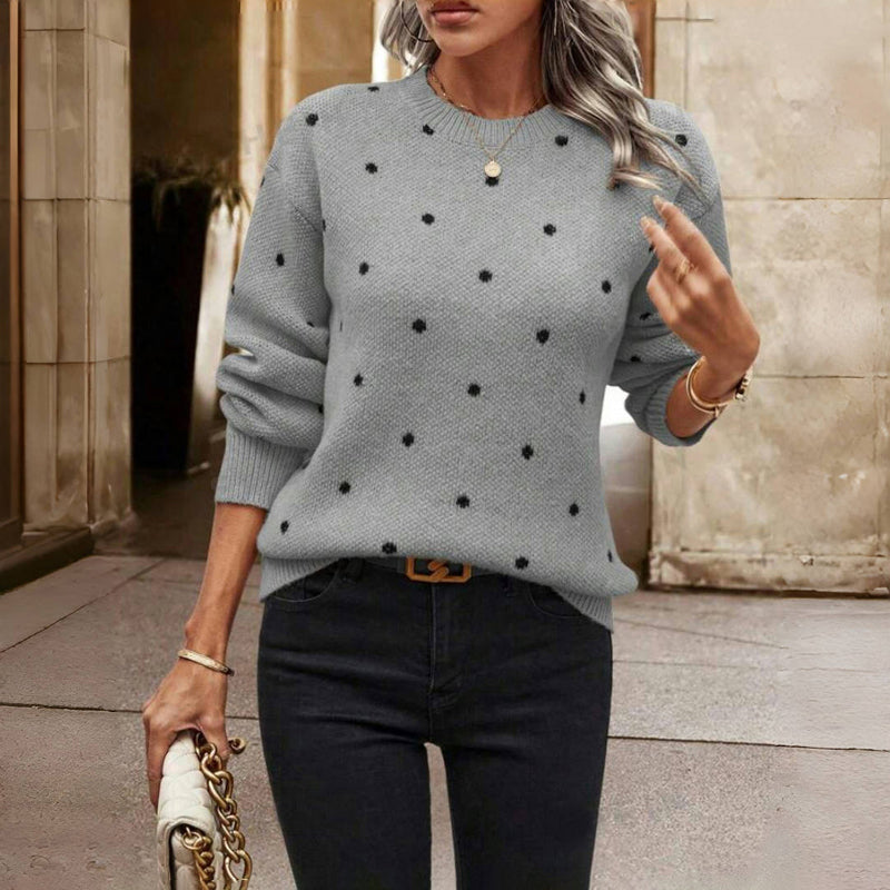 Nina - Chic Polka Dot Knitted Sweater for Cozy Style