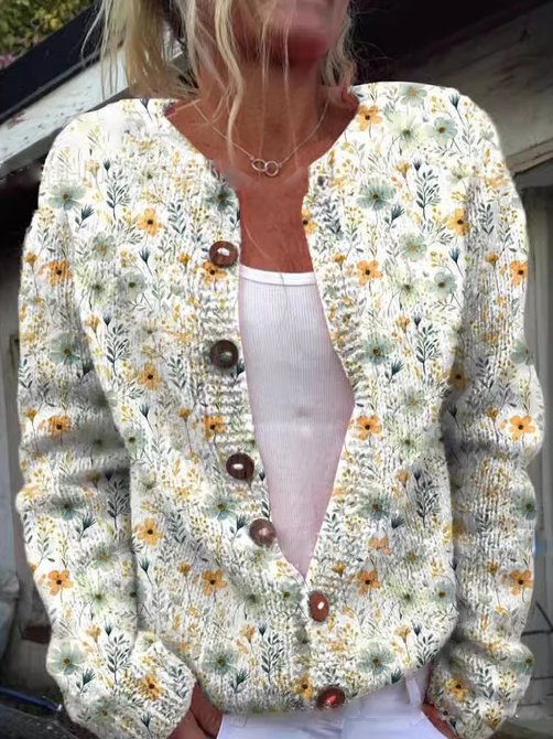 Sydney | Chic Vintage Style Floral Knit Cardigan for Women