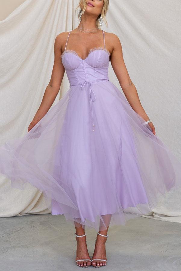 Elegant Maxi Dress with Straps in Chiffon for a Modern Princess Party