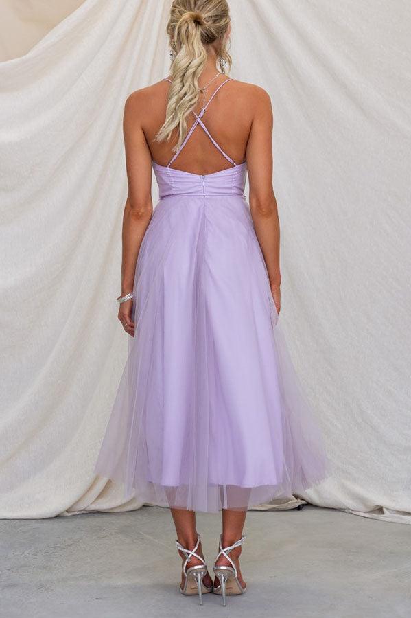 Elegant Maxi Dress with Straps in Chiffon for a Modern Princess Party
