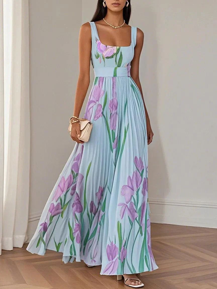 Liviana Pleated Maxi Dress - Elegant, Flowing Silhouette