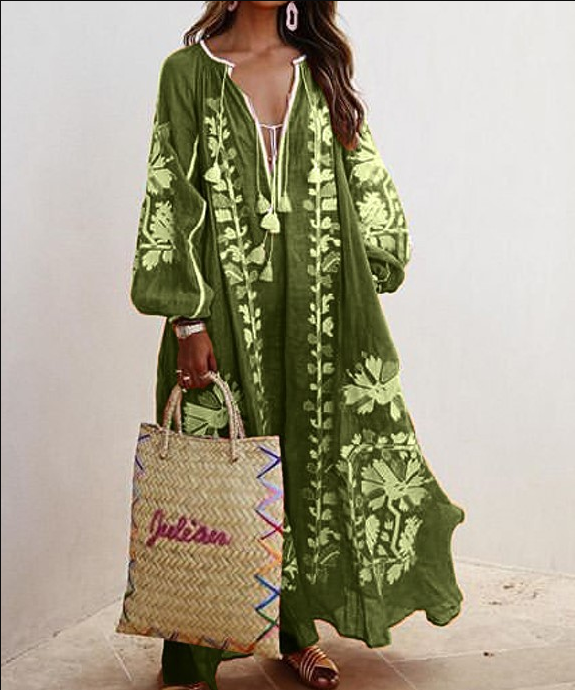 Bohemian Printed Oversized Maxi Dress for Comfort and Elegance Style