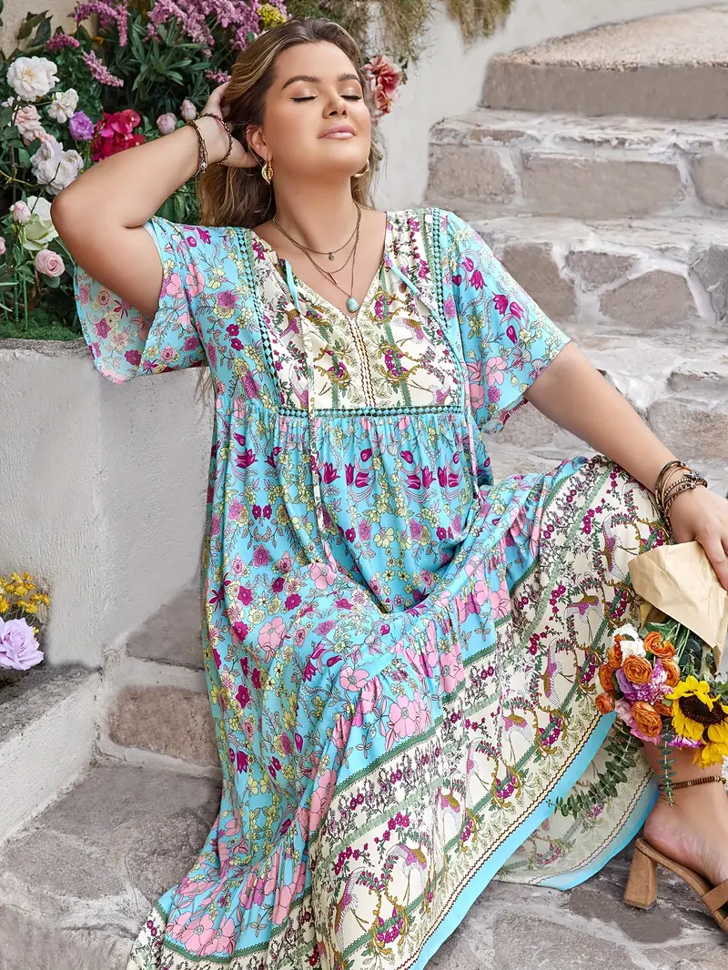 Boho Floral Maxi Dress – Flowy, Flattering Plus-Size Style