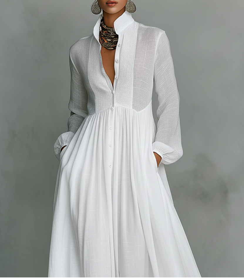 Serena Flowing Button-Front Maxi Dress - Effortless Chic for Any Occasion