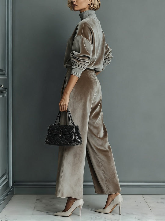 Women's Velvet Turtleneck Casual Suit - Warm & Cozy
