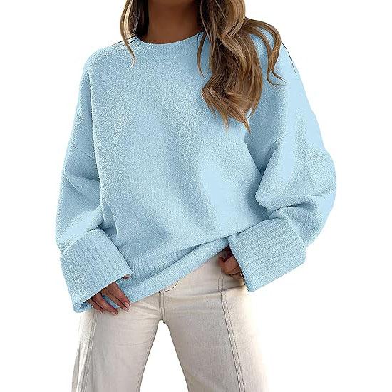 Cozy Long-Sleeve Crewneck Pullover Sweater for Everyday Warmth
