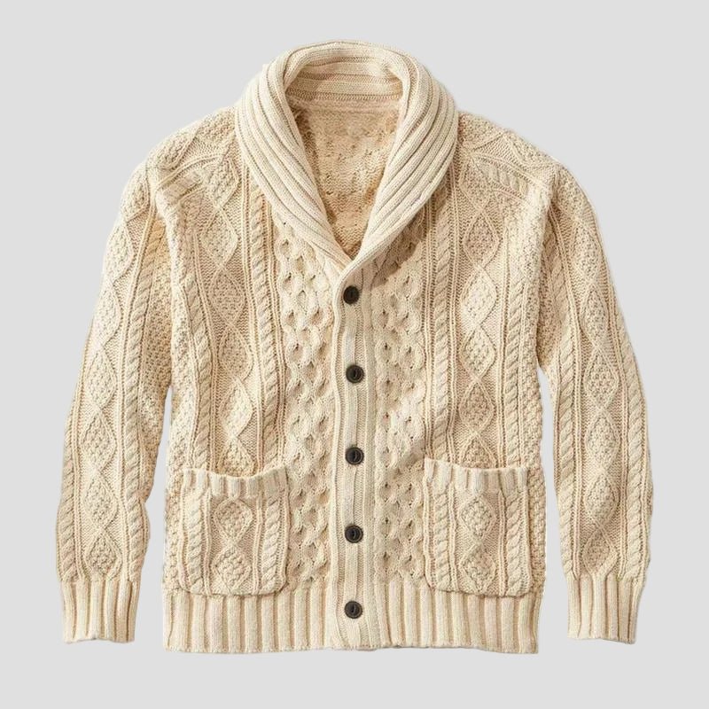 Noah Knitted Jacquard Retro-Style Cardigan