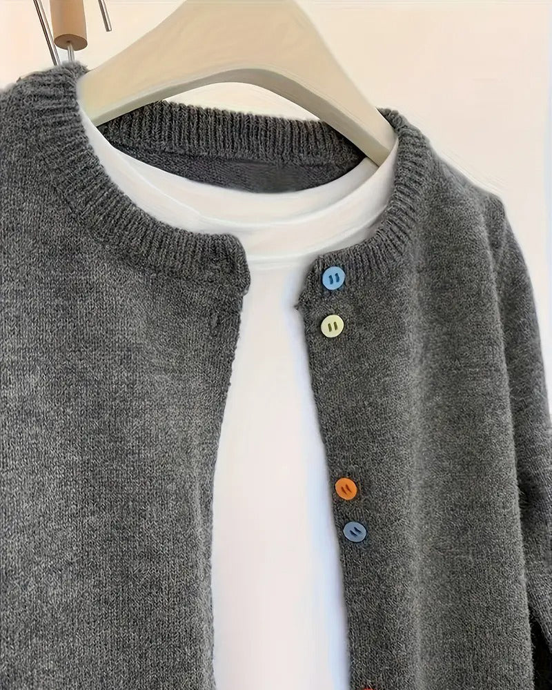 Relaxed-Fit Solid-Color Long-Sleeve Cardigan