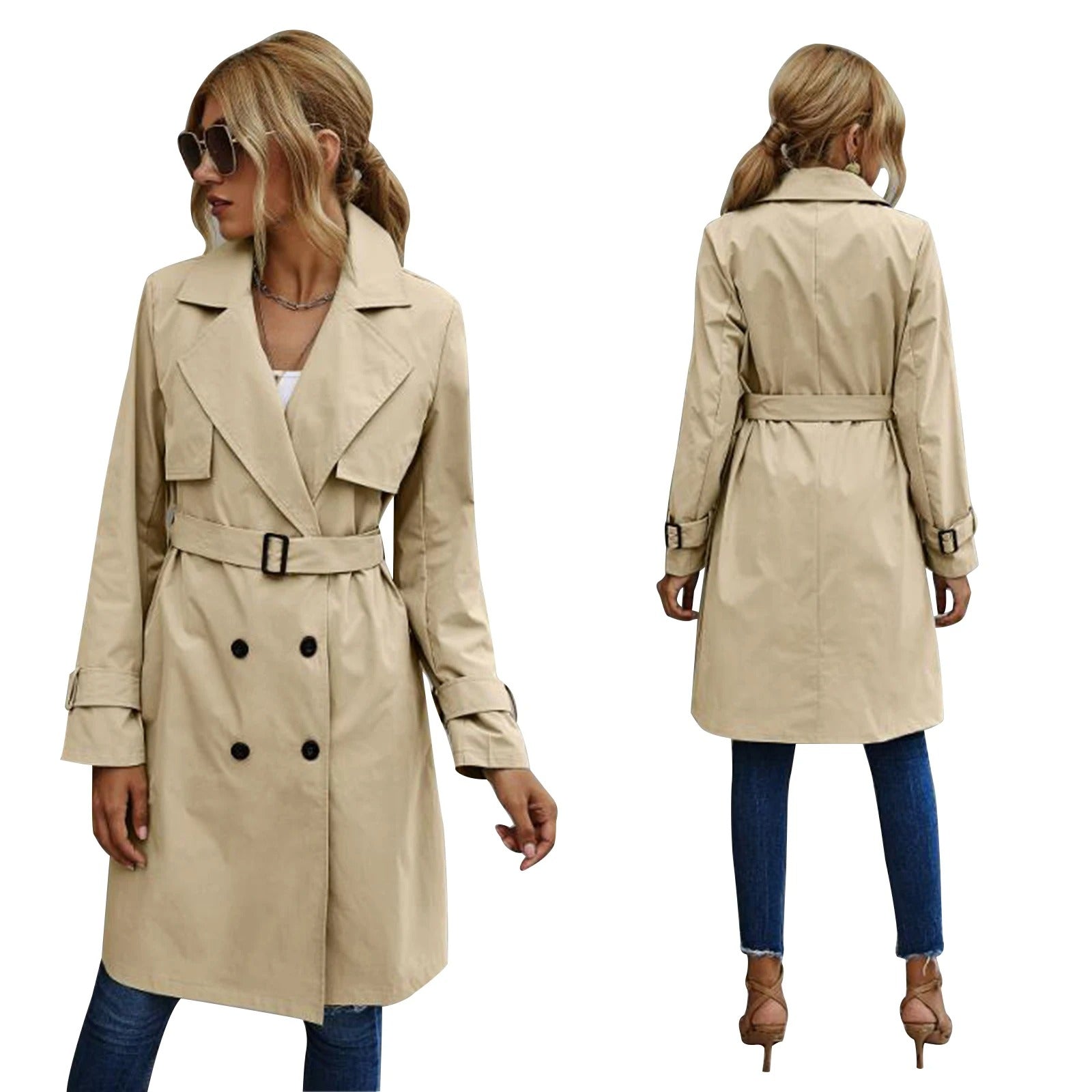 Tess | Women's Knee-Length Trench Coat – Casual Everyday Style