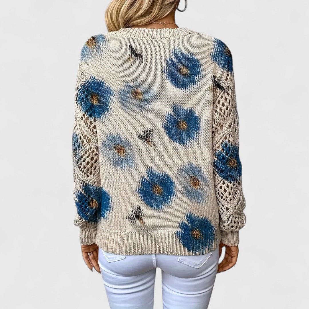 Annes - Elegant Floral Pattern Sweater for a Stylish Look