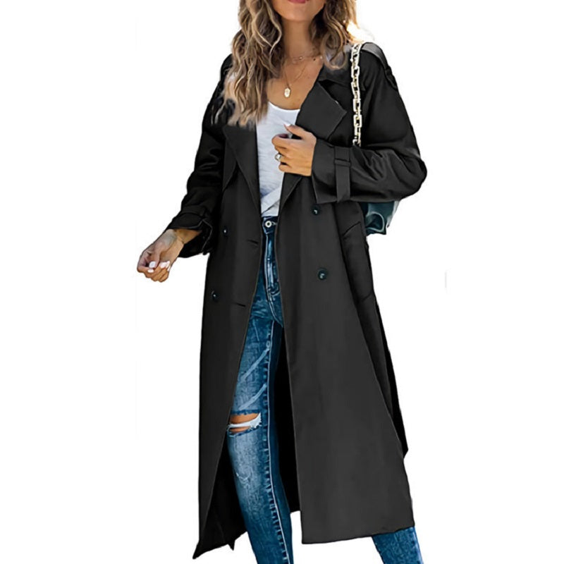 Elegant Women's Long Winter Trench Coat for Cozy Warmth