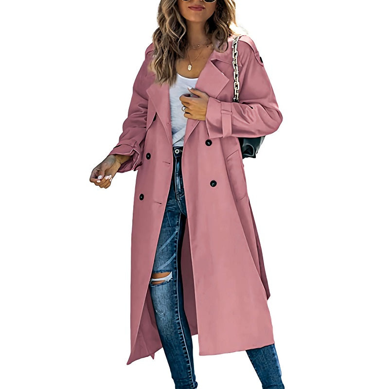 Elegant Women's Long Winter Trench Coat for Cozy Warmth