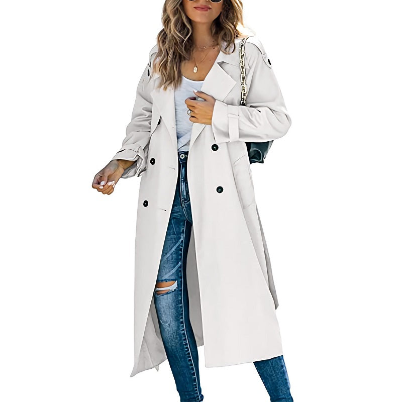 Elegant Women's Long Winter Trench Coat for Cozy Warmth
