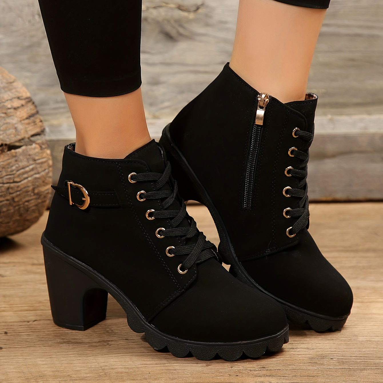 Yael - Elegant Leather Lace-up Booties
