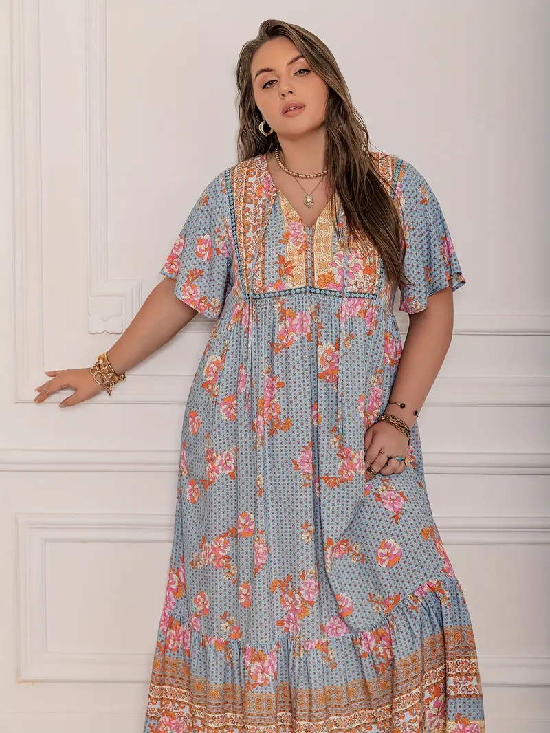 Boho Floral Maxi Dress – Plus Size, Flowy & Elegant
