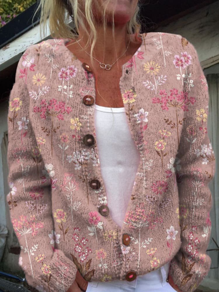 Sydney | Chic Vintage Style Floral Knit Cardigan for Women