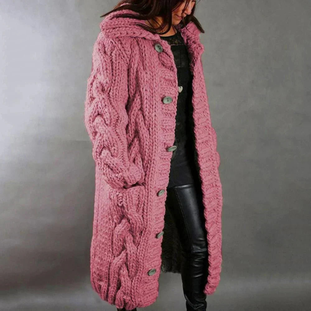 Jennifer | Women's Winter Cozy Long Cable Knit Cardigan