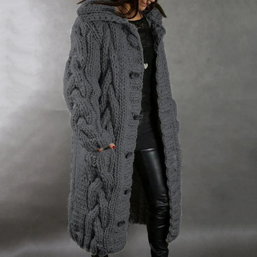 Jennifer | Women's Winter Cozy Long Cable Knit Cardigan