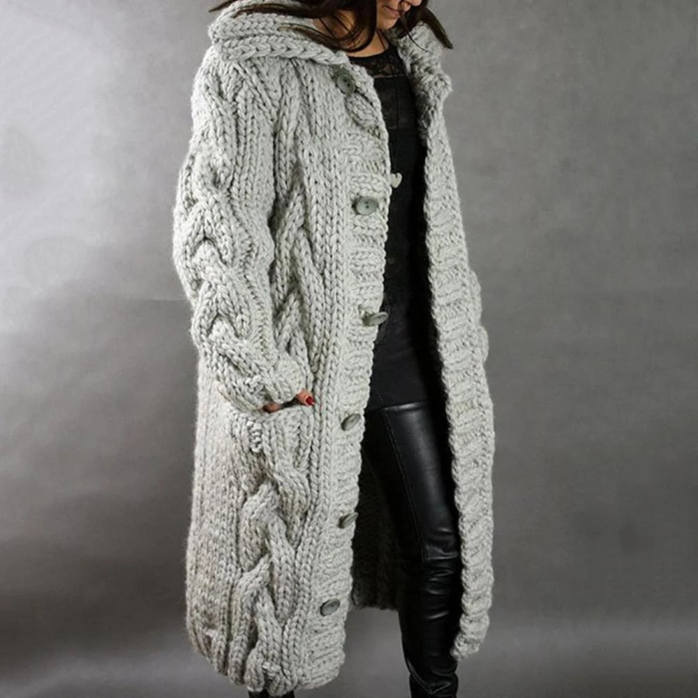 Jennifer | Women's Winter Cozy Long Cable Knit Cardigan