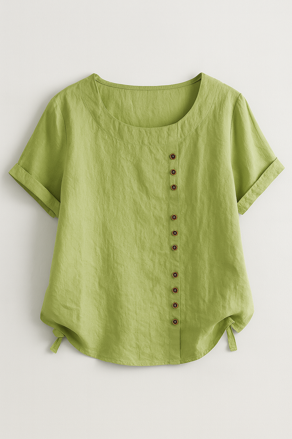 Ladies' Linen Button-Front Blouse - Lightweight, Breathable and Elegant